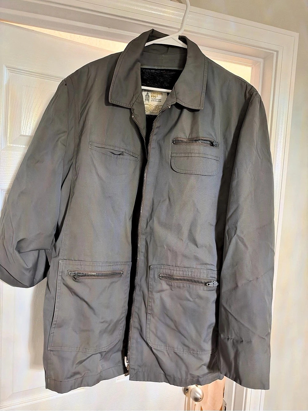 London Fog Men's Utility Jacket Gray Size 46 Long Like New